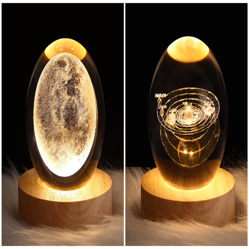 Lámpara de mesa con forma de bola de cristal y luz nocturna LED, con forma de galaxia, planeta y luna en 3D, para decoración del hogar y el dormitorio, para fiestas infantiles, regalos de cumpleaños