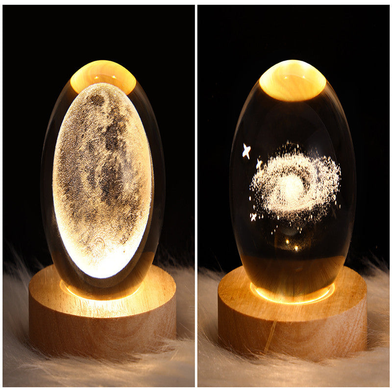 Lámpara de mesa con forma de bola de cristal y luz nocturna LED, con forma de galaxia, planeta y luna en 3D, para decoración del hogar y el dormitorio, para fiestas infantiles, regalos de cumpleaños