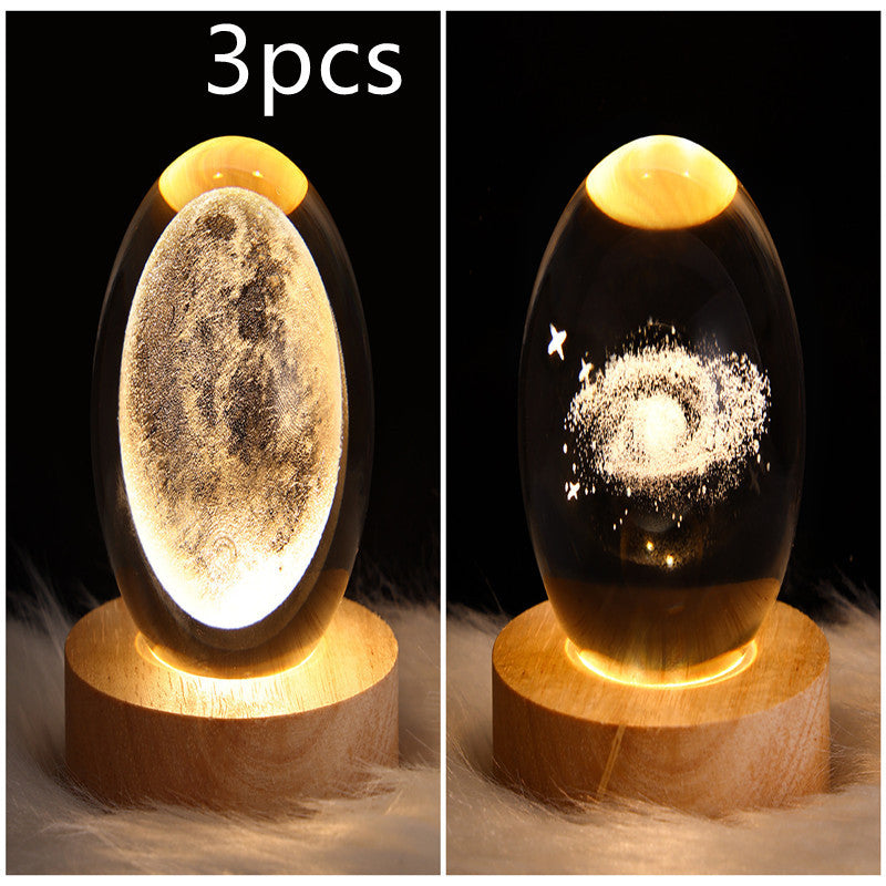 Lámpara de mesa con forma de bola de cristal y luz nocturna LED, con forma de galaxia, planeta y luna en 3D, para decoración del hogar y el dormitorio, para fiestas infantiles, regalos de cumpleaños