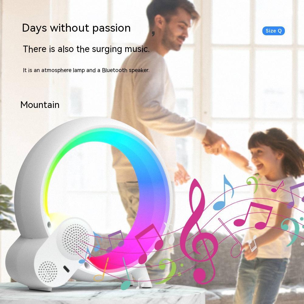 Reloj despertador con pantalla digital analógica y luz Q creativa con sonido de amanecer y Bluetooth, despertador inteligente con luz ambiental colorida