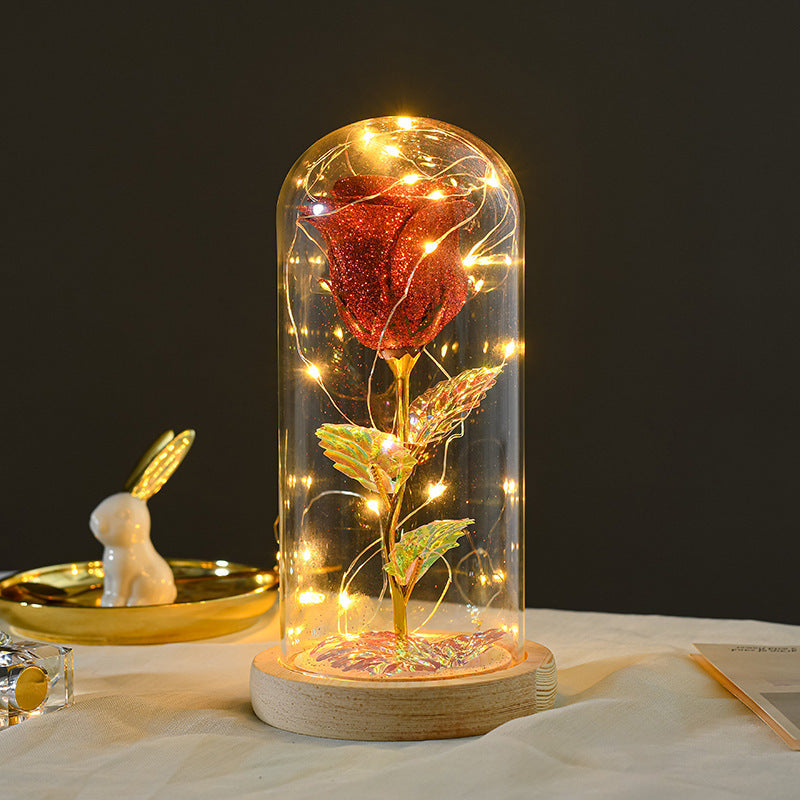 Regalo del día de San Valentín para novia, rosas eternas, luz LED en cubierta de vidrio, decoración para el día de la boda, regalos para el día de la madre, regalo para mujer