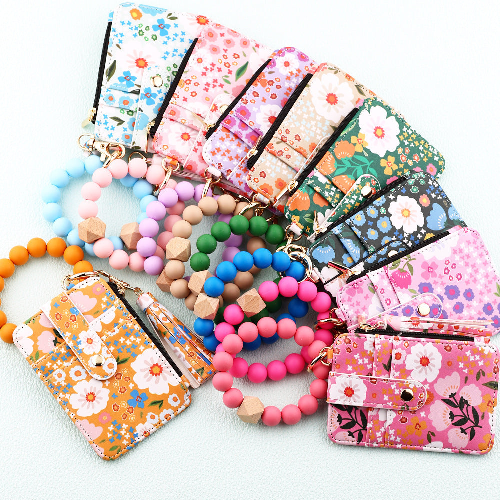 Card Holder Floral Print Flower Leather Women's Wallet