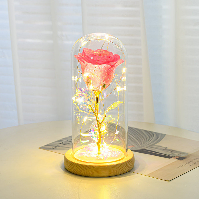 Regalo del día de San Valentín para novia, rosas eternas, luz LED en cubierta de vidrio, decoración para el día de la boda, regalos para el día de la madre, regalo para mujer