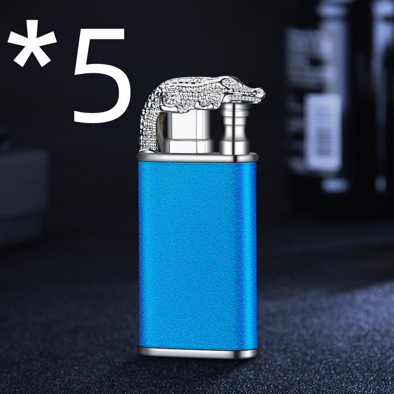 Creative Blue Flame Lighter Dolphin Dragon Tiger Double Fire Metal Winproof Lighter Inflatable Lighter